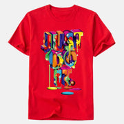 JUST DO IT Men's and Women's Round Neck Colorful Printed T-shirt
