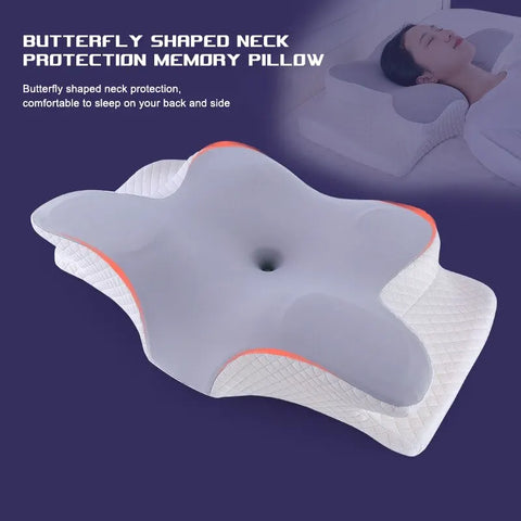 Memory Foam Pillows Butterfly Shaped Relaxing Cervical Slow Rebound Neck Pillow Pain Relief Sleeping Orthopedic Pillow Beding