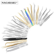 NAGARAKU Eyelash Extension Tweezers False Eyelashes Makeup Stainless Steel Professional Volume Tweezer 3D Accurate Pincet